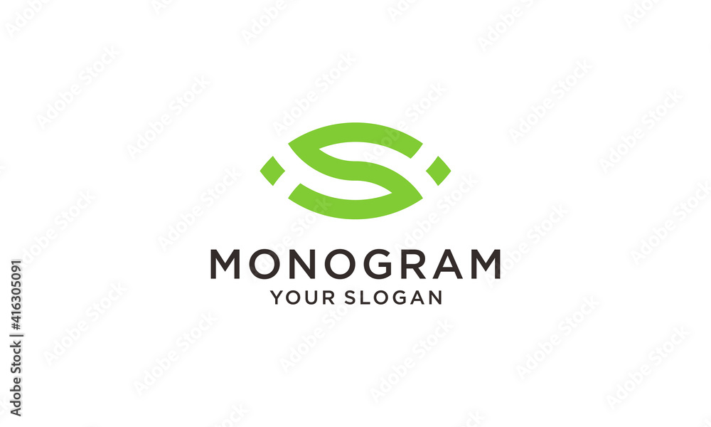 combination of initials S and leaf shape combination of initials S and leaf shape