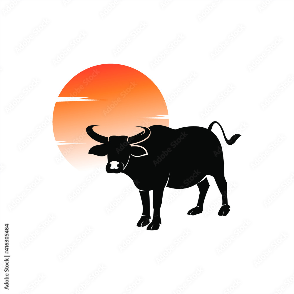 Buffalo Illustration Standing Animal Vector for Nature or Fauna Graphic Design Element Ideas Buffalo Illustration Standing Animal Vector for Nature or Fauna Graphic Design Element Ideas
