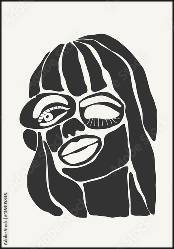 Minimalist contemporary portrait of woman beauty surreal face