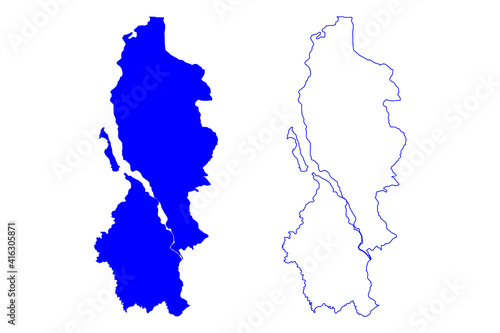 Quadro em tela Lecco province (Italy, Italian Republic, Lombardy region) map vector illustratio