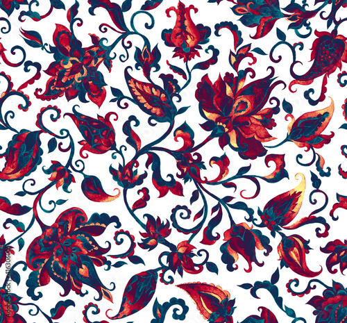 Paisley watercolor floral pattern