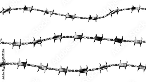 barbed wire isolated on white background.