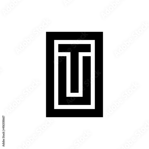 Black and white letter TU UT OTU OUT initial logo icon