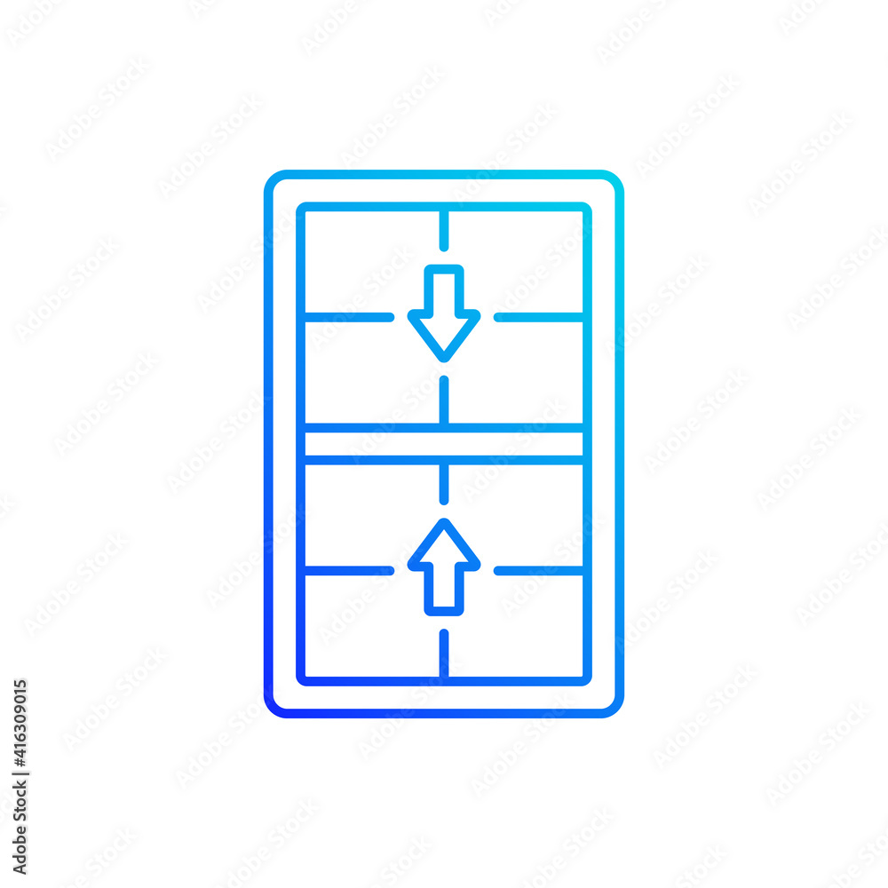 Double-hung windows gradient linear vector icon. Two operating sash moving up, down. Efficient ventilation. Thin line color symbols. Modern style pictogram. Vector isolated outline drawing Double-hung windows gradient linear vector icon. Two operating sash moving up, down. Efficient ventilation. Thin line color symbols. Modern style pictogram. Vector isolated outline drawing