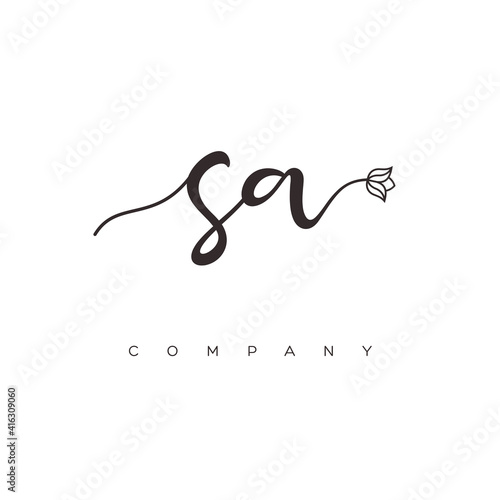 initial SA logo with flower