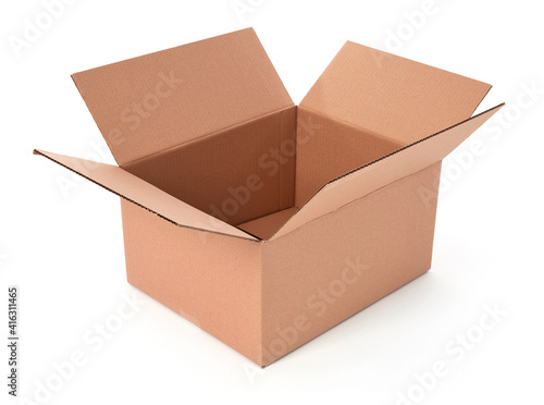 Open cardboard box on white background © goir