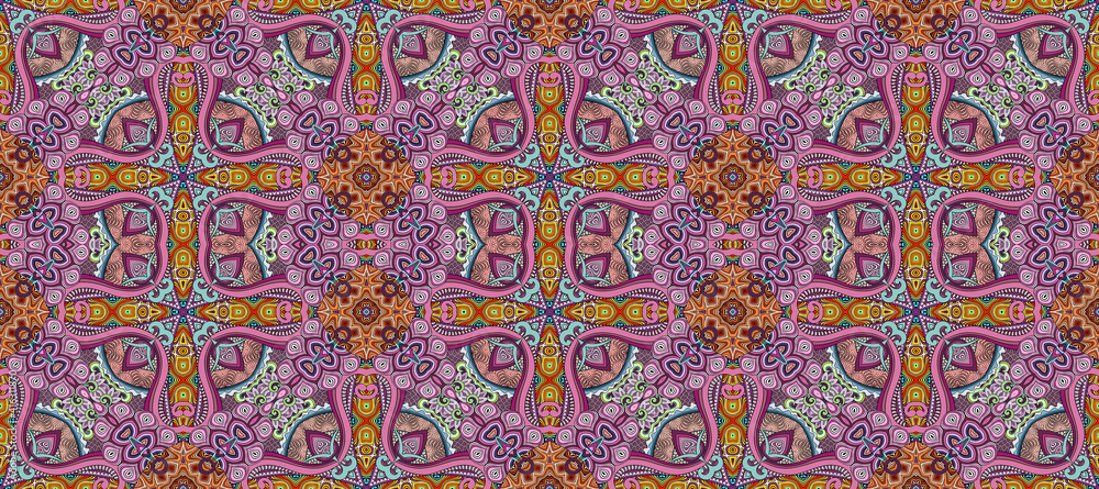 Raster ethnic ornamental color seamless pattern