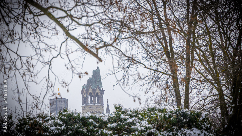 memorial church in Berlin in winter memorial church in Berlin in winter
