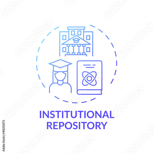 Institutional repository concept icon. Online library search options idea thin line illustration. New technology. Constant access to scientific materials. Vector isolated outline RGB color drawing