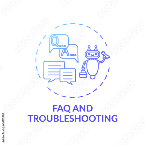 FAQ and troubleshooting concept icon. Online library helpline idea thin line illustration. New technology. Solving technicals problems. Free access. Vector isolated outline RGB color drawing