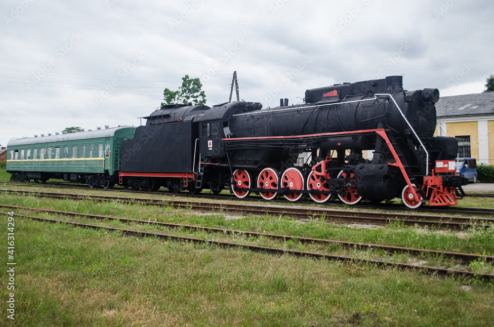 Old train at Gulbene train station, Gulbene, Latvia.