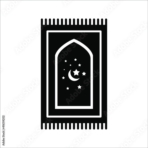 Prayer rug icon on white background. Traditional Islamic Background