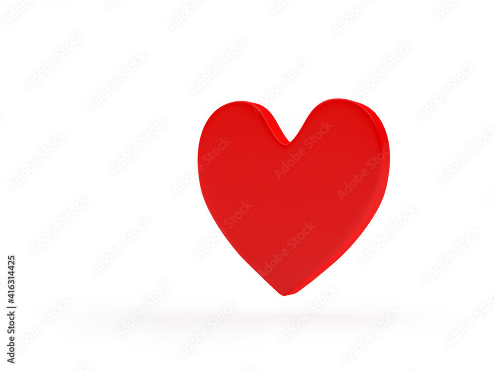 Red heart icon isolated on white. 3d illustration 