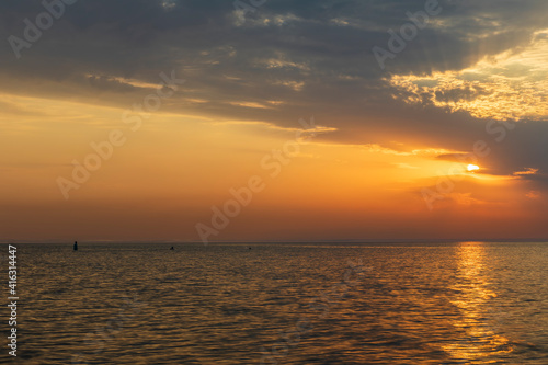 Beautiful sunset over the Caspian Sea © alexmu