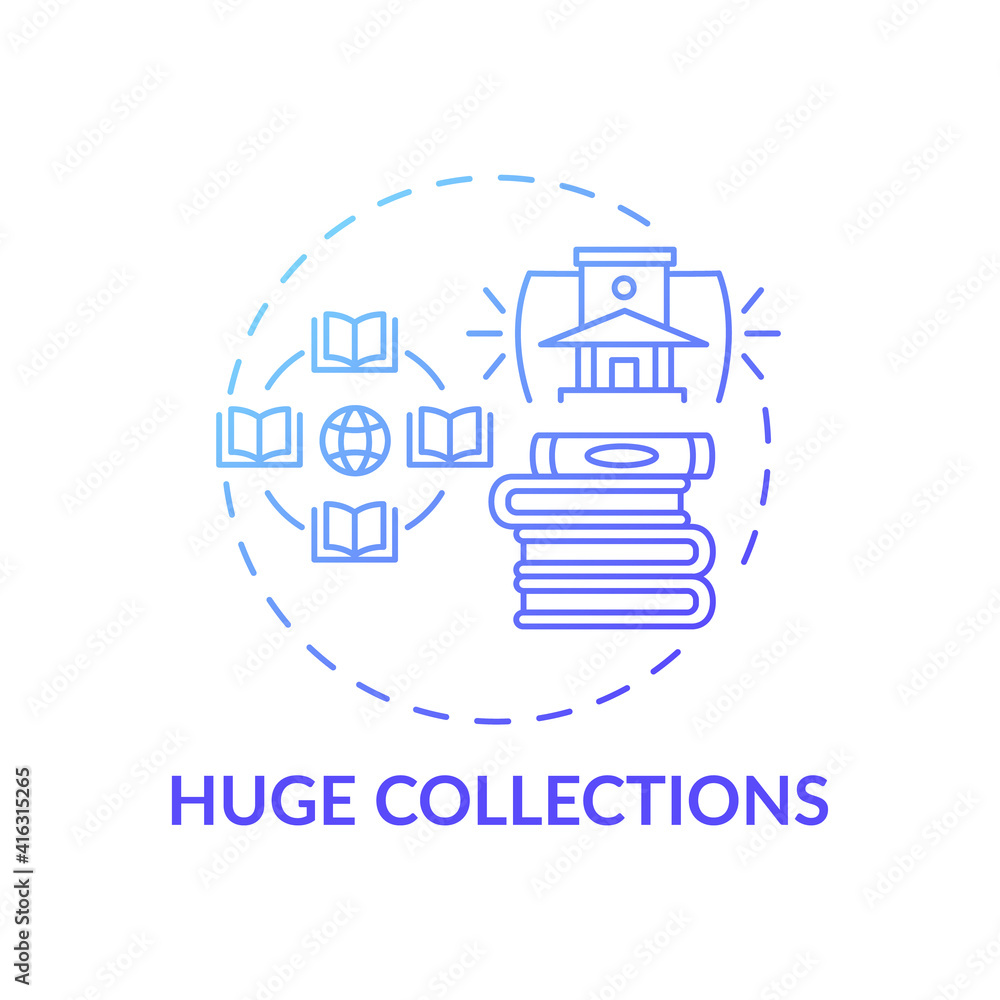 Huge collection concept icon. Online library benefits idea thin line illustration. Free information access. New technology. Friendly interface. Vector isolated outline RGB color drawing