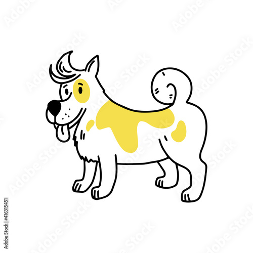Laika. Nice dog. Doodle icon. Vector illustration of a dog. Editable element.