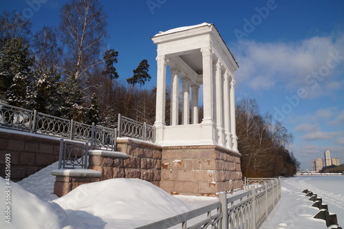 moscow, serebryany bor: river pier in winter photo