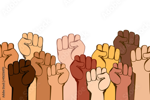 Hands with fists are a symbol of protest and struggle. 