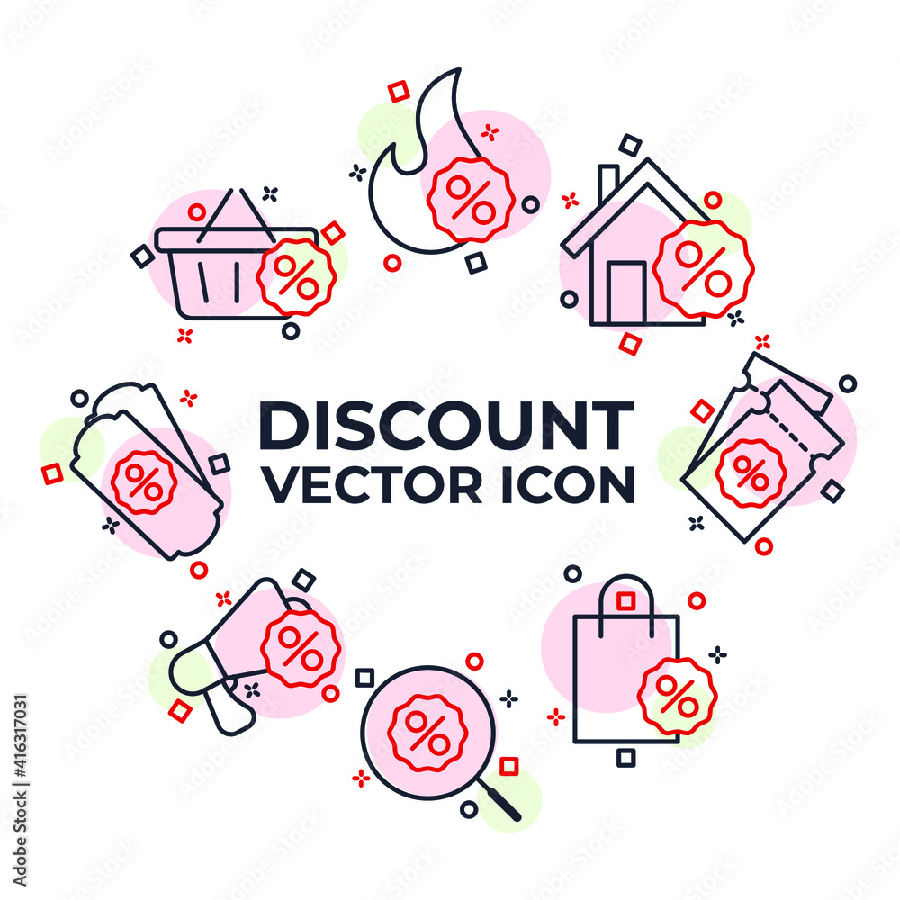 Set of Discount icon. Discount pack symbol template for graphic and web design collection logo vector illustration