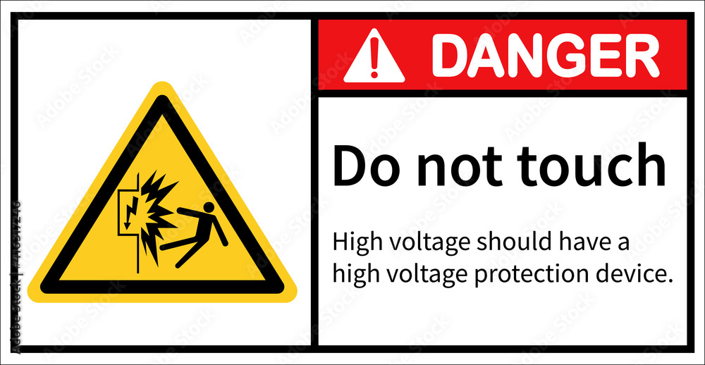 Do not come in contact with electricity. Danger sign Do not come in contact with electricity. Danger sign