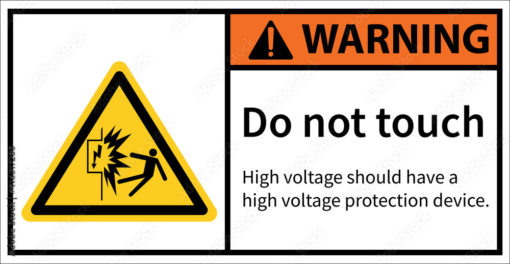 Do not come in contact with electricity. Warning sign Do not come in contact with electricity. Warning sign