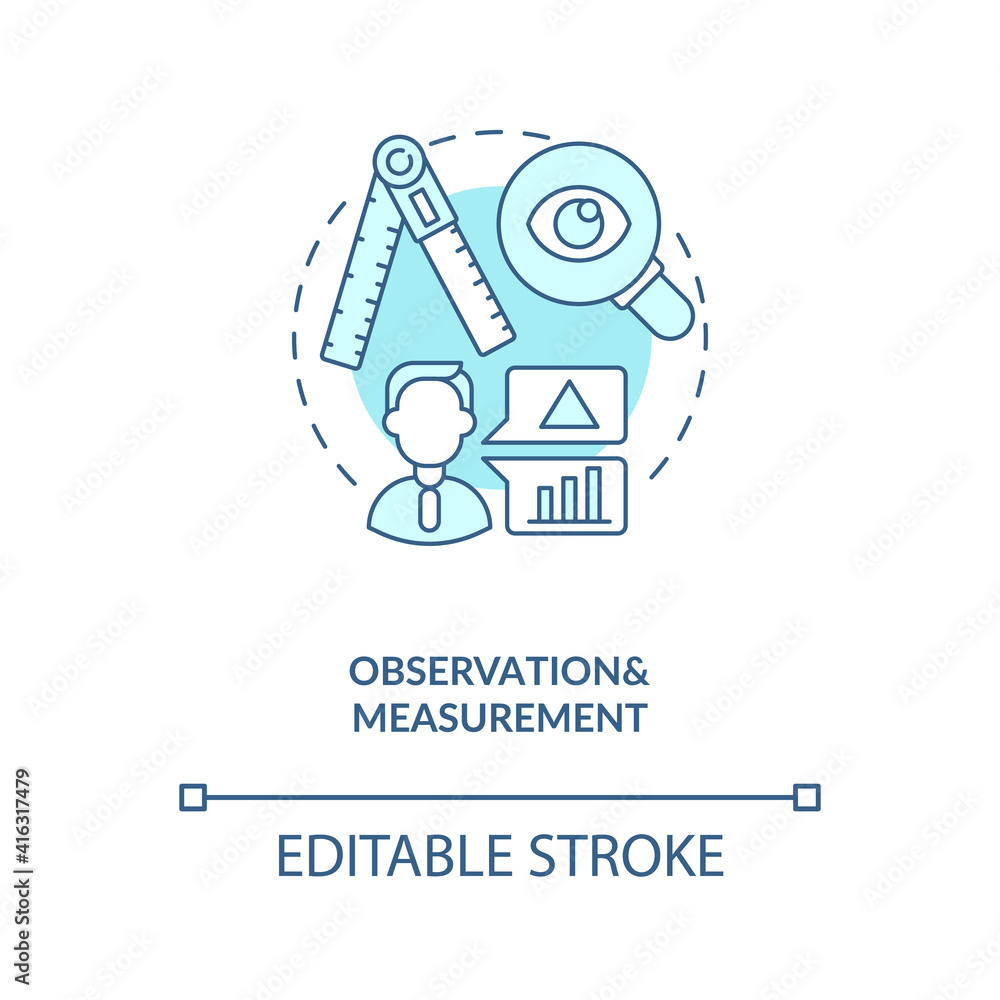 Observations and measurements concept icon. Schema encoding for observations idea thin line illustration. Quality of control. Vector isolated outline RGB color drawing. Editable stroke Observations and measurements concept icon. Schema encoding for observations idea thin line illustration. Quality of control. Vector isolated outline RGB color drawing. Editable stroke