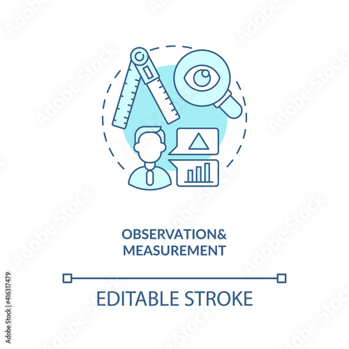 Observations and measurements concept icon. Schema encoding for observations idea thin line illustration. Quality of control. Vector isolated outline RGB color drawing. Editable stroke
