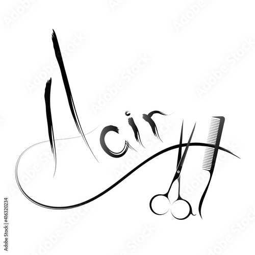 Hair scissors and comb symbol for stylist beauty salon
