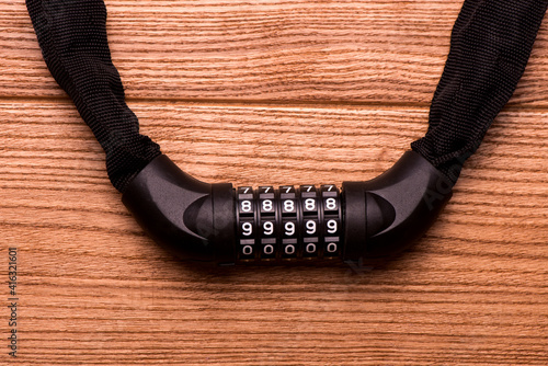 Digital bike lock. combination lock close up.