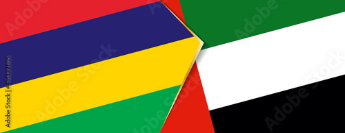 Mauritius and United Arab Emirates flags  two vector flags.