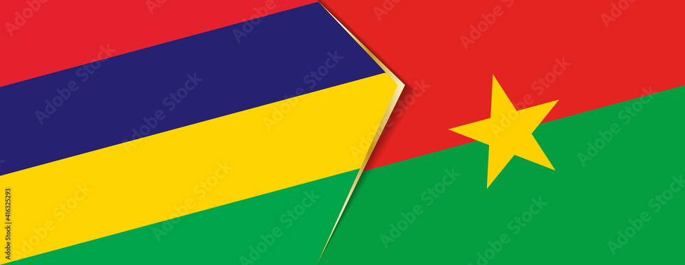 Mauritius and Burkina Faso flags, two vector flags. Mauritius and Burkina Faso flags, two vector flags.