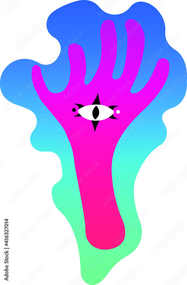 Illustration of a mysterious magic hand with an eye on it Illustration of a mysterious magic hand with an eye on it