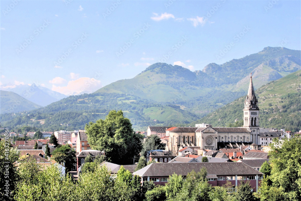 A view of the Catholic Church in Lourdes