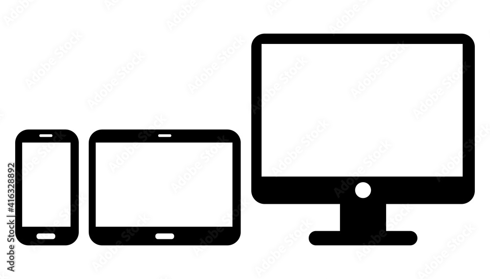 Devices Set. Smartphone. Tablet. Monitor PC. Vector Icons II. Devices Set. Smartphone. Tablet. Monitor PC. Vector Icons II.