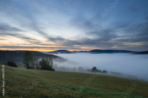 fog in a mountain valley