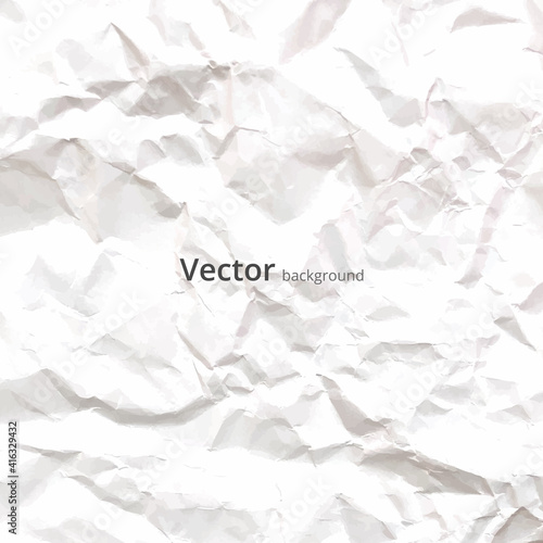 White rumpled paper sheet. Texture of crumpled paper. Creased paper background. Vector