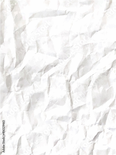 Empty creased paper background. White rumpled paper sheet. Texture of crumpled paper. Vector