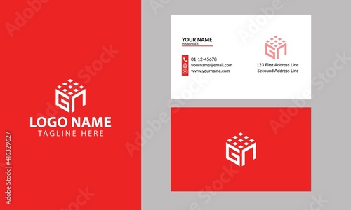 Cube GN logo design. Property and Construction GN Logo design with business card