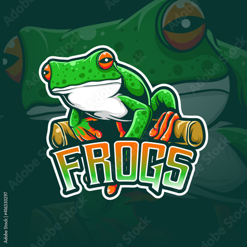 esport logo with frog character icon