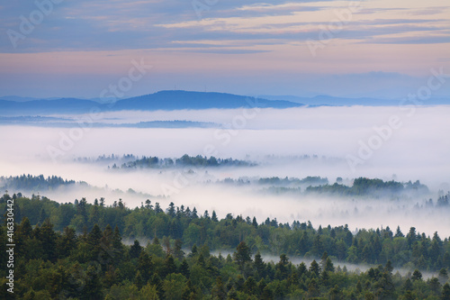 fog in a mountain valley