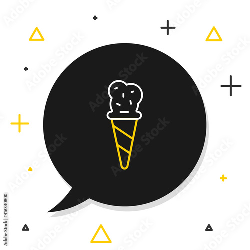 Line Ice cream in waffle cone icon isolated on white background. Sweet symbol. Colorful outline concept. Vector.