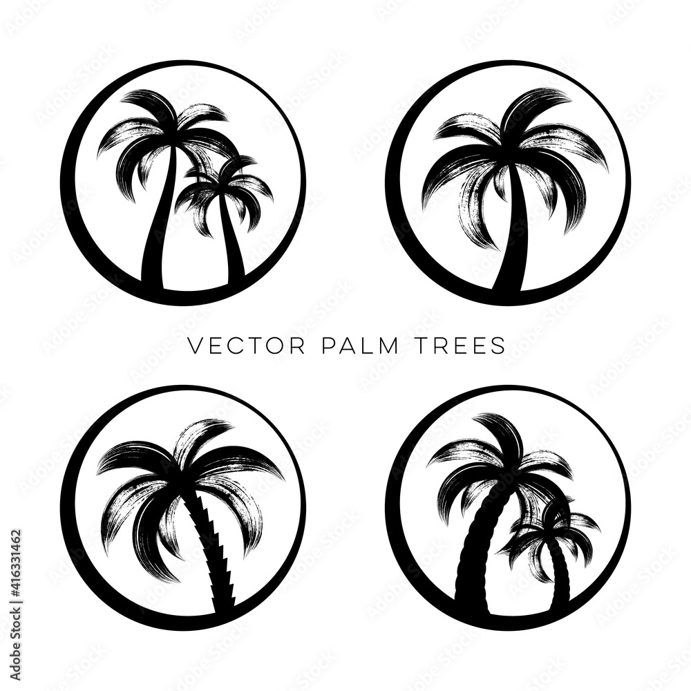 Creative vector palm trees logo design template collection