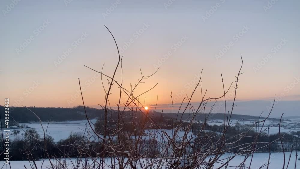 Timelapse of a Sunset in a German Winter Landscape Timelapse of a Sunset in a German Winter Landscape