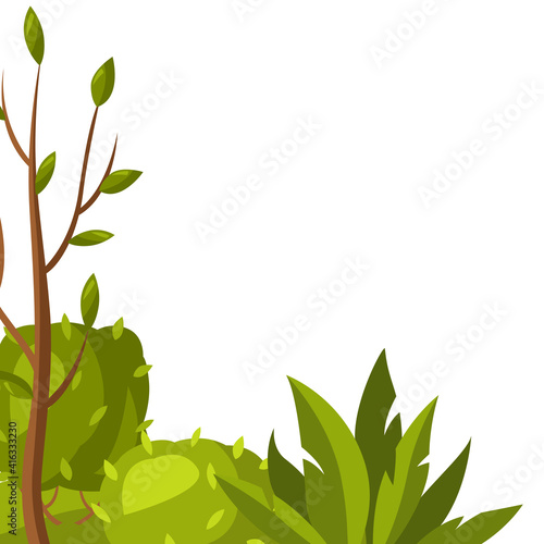 Background with tree and bushes.
