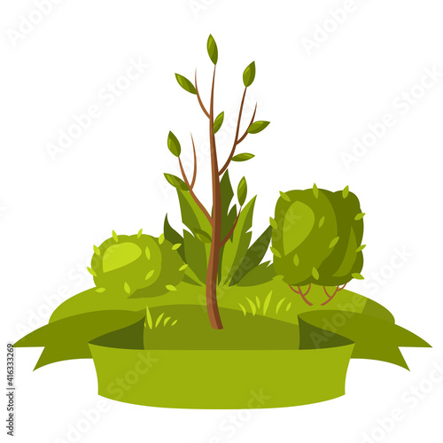 Background with tree and bushes.