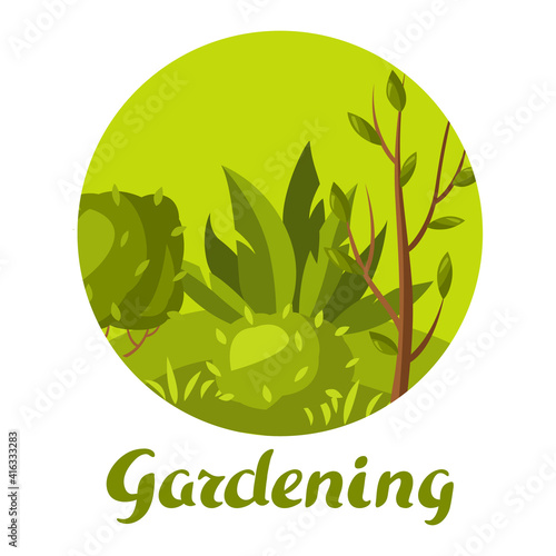 Background with tree and bushes.