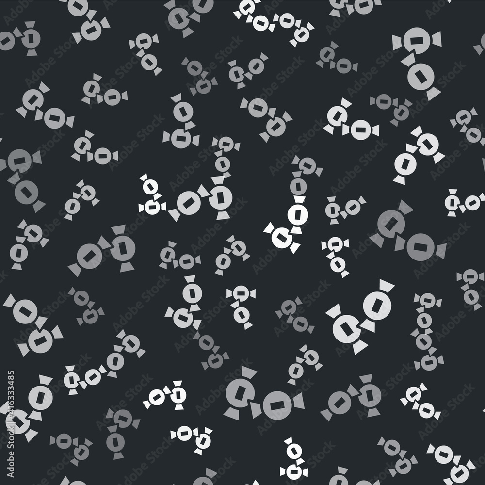 Grey Candy icon isolated seamless pattern on black background. Vector. Grey Candy icon isolated seamless pattern on black background. Vector.