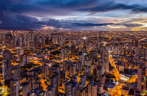 sunset with buildings in the western sector of Goiania, Goiás, Brazil,