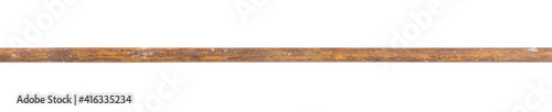 pointer, old dirty wooden stick isolated on wooden background