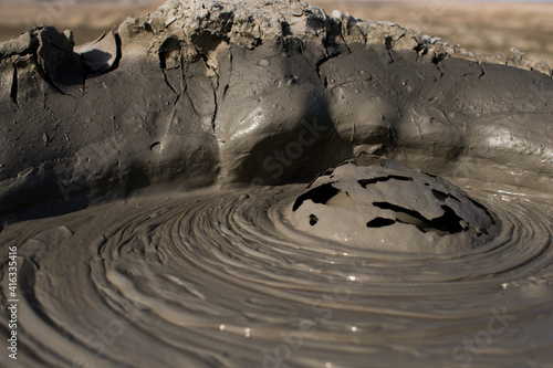 Mud volcano in Azerbaijan desert 